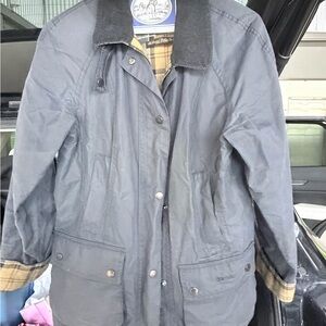 Women's Barbour Tartan Navy Barn Jacket